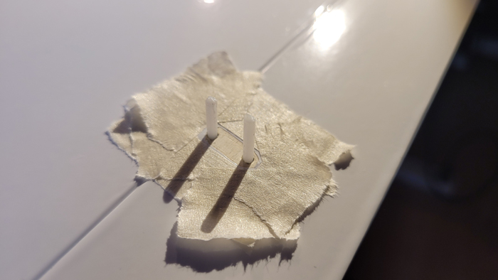 eingeklebtes Ruderhorn - Oberseite